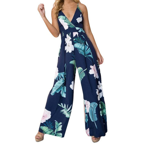 Womail bodysuit Women Summer Sleeveless Strip Jumpsuit Print Strappy Holiday Long Playsuits Trouser Fashion 2019 f28