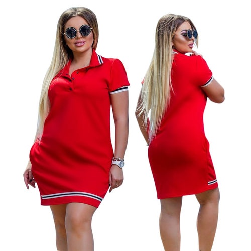 2020 New Fashion Women Polo Dress Big Size 6XL Oversized Above Knee Mini Dresses Work Party Female Elegant Oversized Vestidos