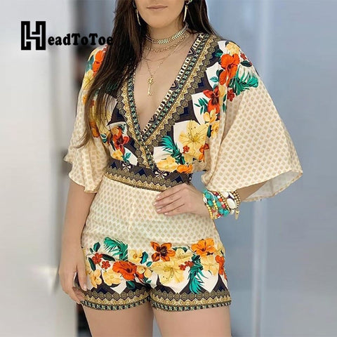 Hirigin New 2019 Fashion Women's Jumpsuit Sexy Women Boho Playsuit Women Jumpsuit Rompers Summer Beach Casual Women Clothes S-XL