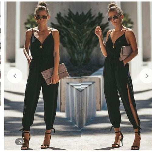 Women Floral Baggy Trousers Overalls Pants Solid Romper Jumpsuit Off Shoulder V Neck Bodycon Skinny Jumpsuit Romper Clubwear