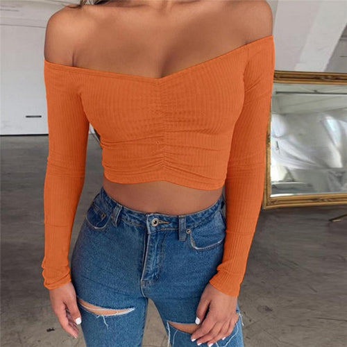 Fashion Women Casual Off shoulder Crop Top Bandage Slim Tank V neck Ladies tunique femme Elegant Dames Party Club Tee Streetwear