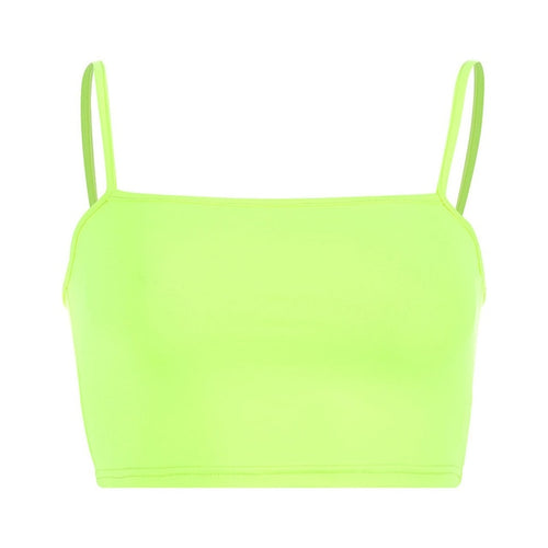 Hot Casual Neon Green Crop Top Women Camis Streetwear Slim Sexy Summer Tops 2020 Strap Cropped Neons Fashion Tops Haut Femme топ