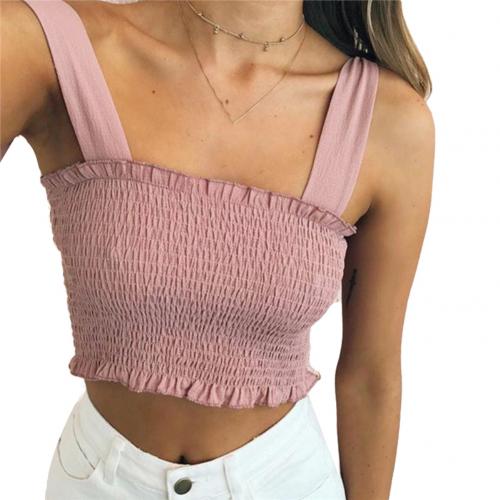 Casual Women Sexy Sleeveless Slim Ruffled Bandage Vest Solid Color Tank Crop Top Fashion Crop Sexy Women Top Summer Vest