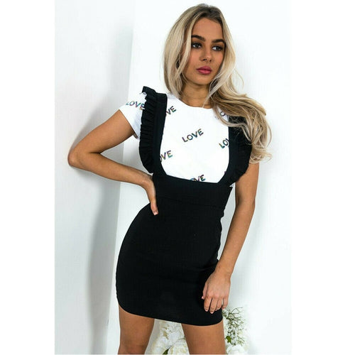 Fashion Women Dress Check Dog Tooth Frill Ruffle Pinafore High Waist Bodycon Party Mini Dress Holiday Casual Slim Dress vestidos